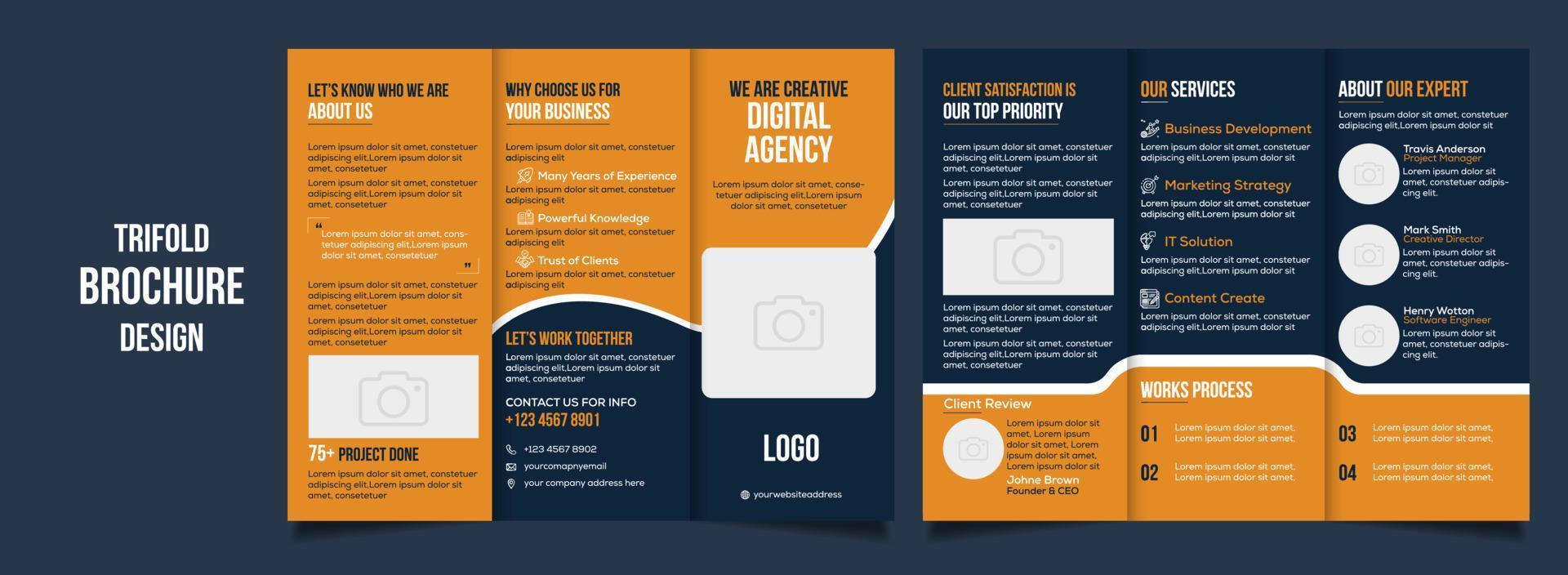 Digital agency trifold brochure design vector