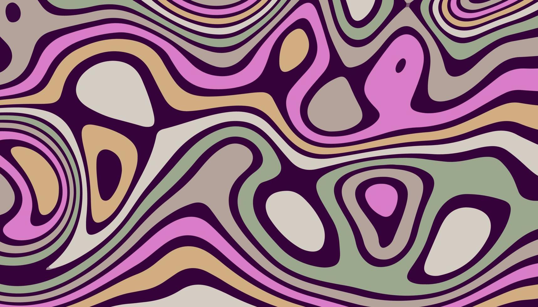 Abstract horizontal background with colorful waves. Psychedelic style, Trendy vector illustration in style retro 60s, 70s.