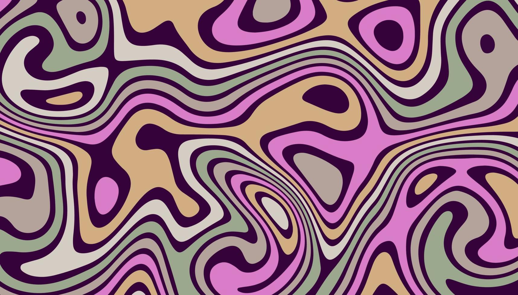 fondo horizontal abstracto con ondas de colores. estilo psicodélico, ilustración vectorial de moda en estilo retro años 60, 70. vector