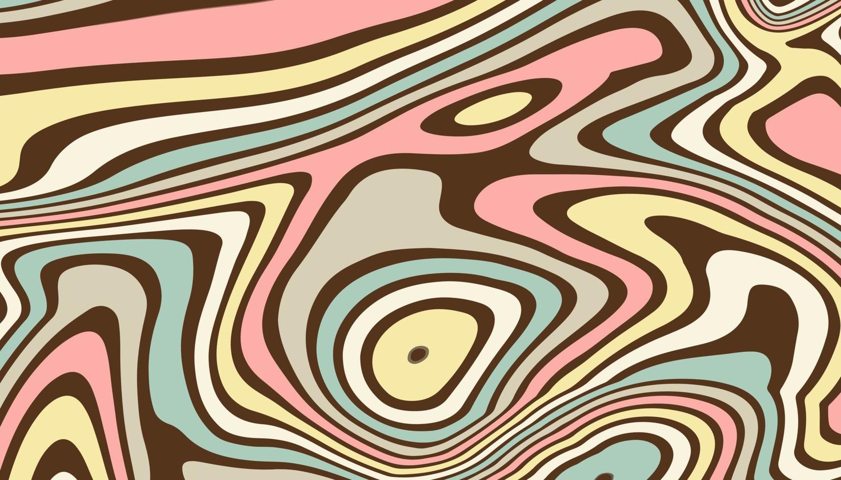 Abstract horizontal background with colorful waves. Psychedelic style, Trendy vector illustration in style retro 60s, 70s.