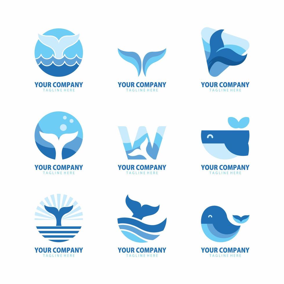 Creative Whale Logo Design Collection For Company vector