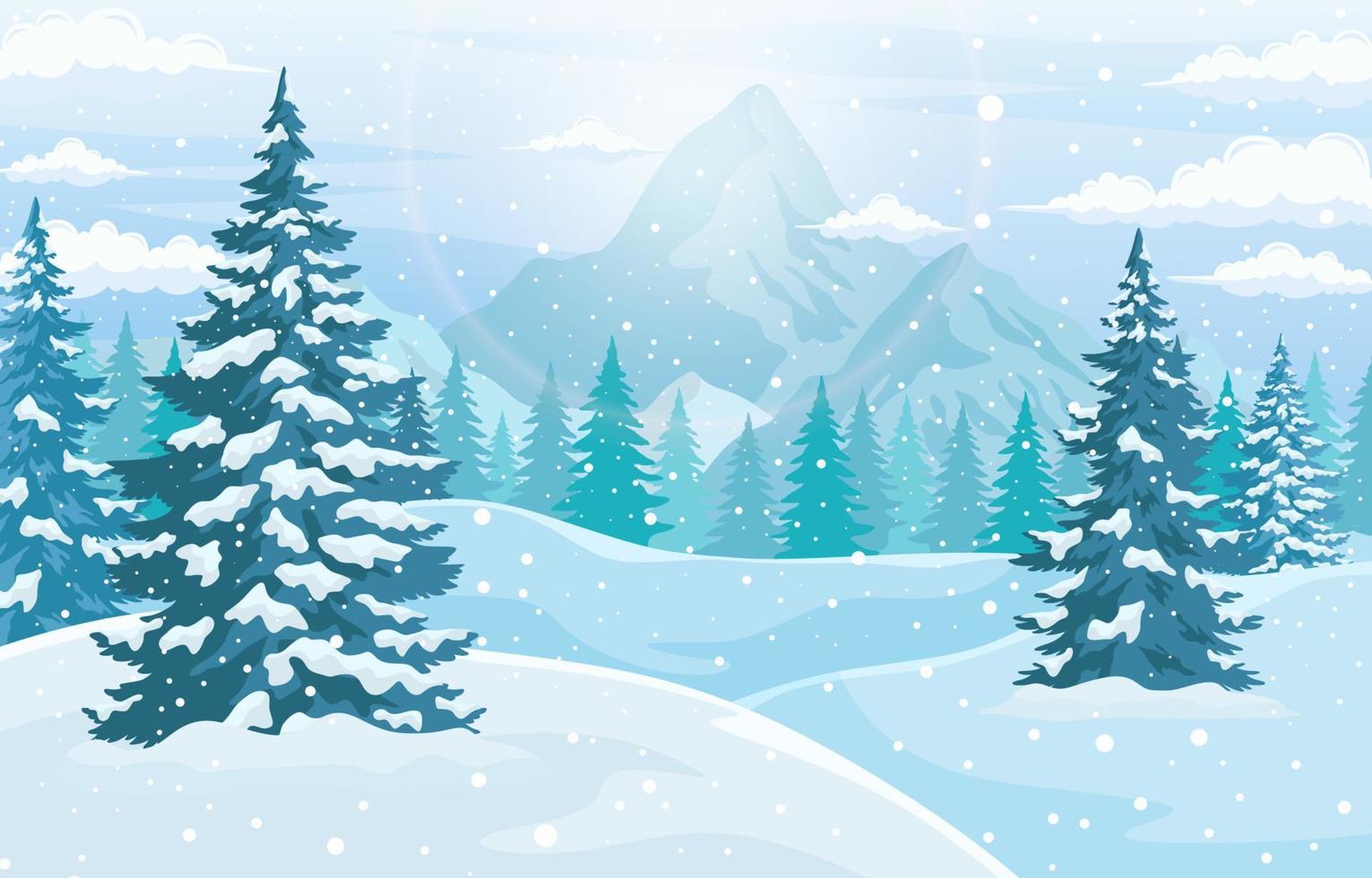 Winter Nature Scenery Background vector