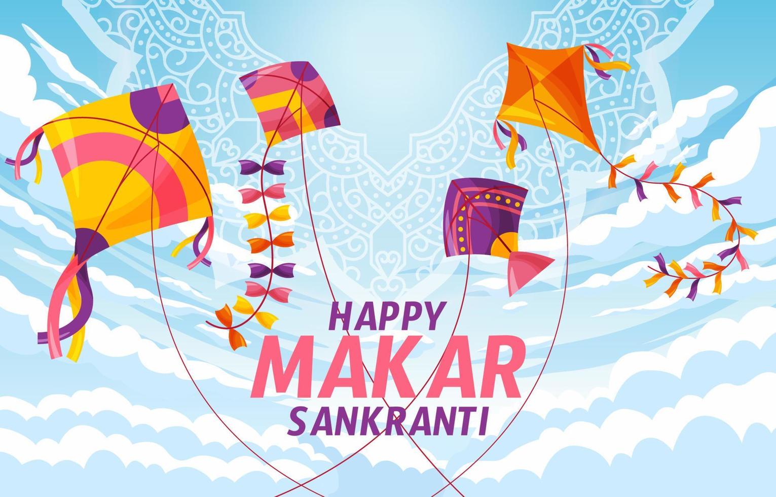 Makar Sankranti Kites Festival Concept vector