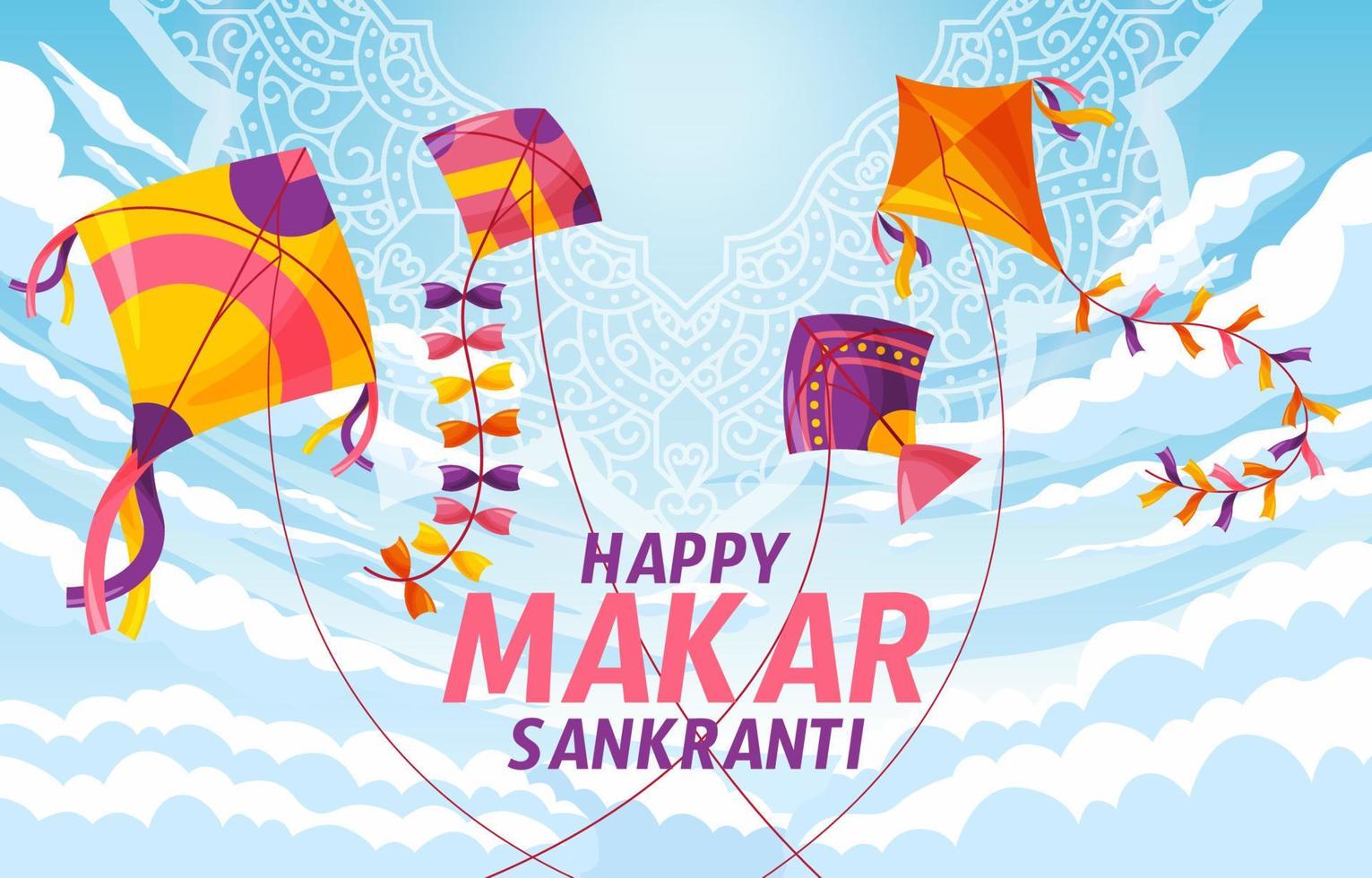 concepto de festival de cometas makar sankranti vector