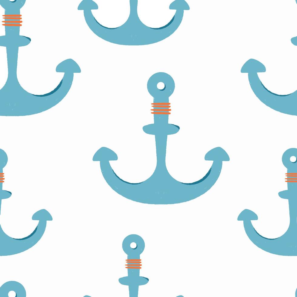 Seamless pattern Vintage blue anchor hand drawn vector