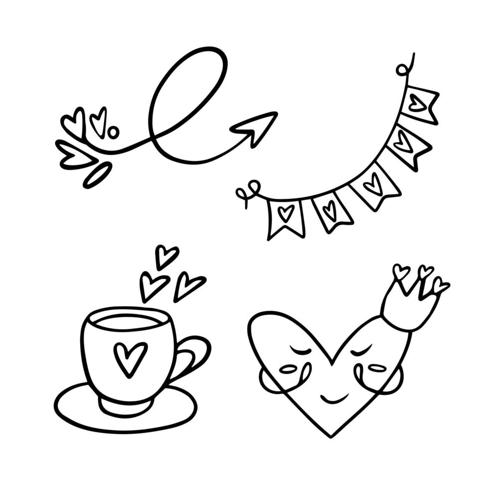 Doodle set of icons for valentine is day vector