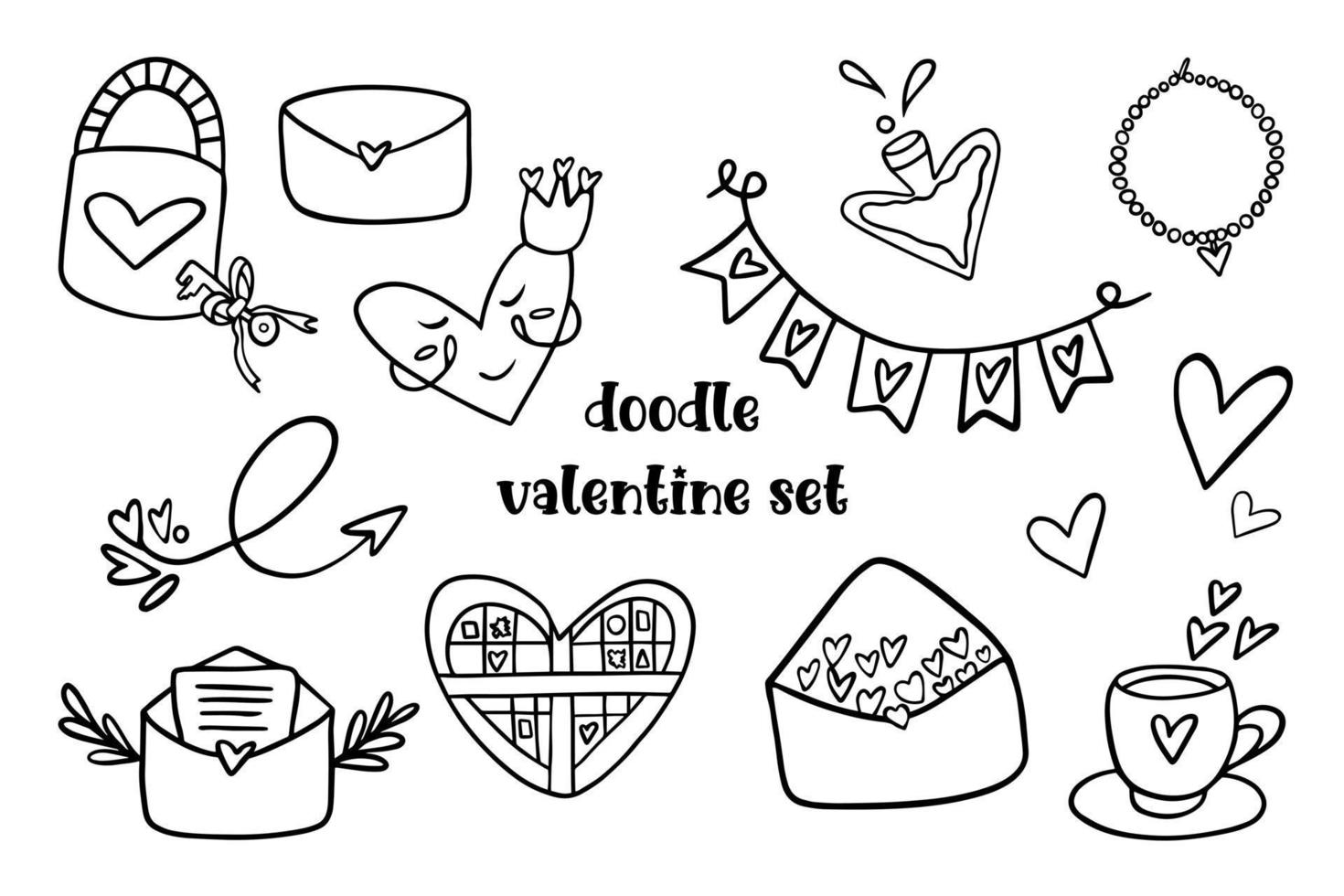 Doodle set for valentine is day vector