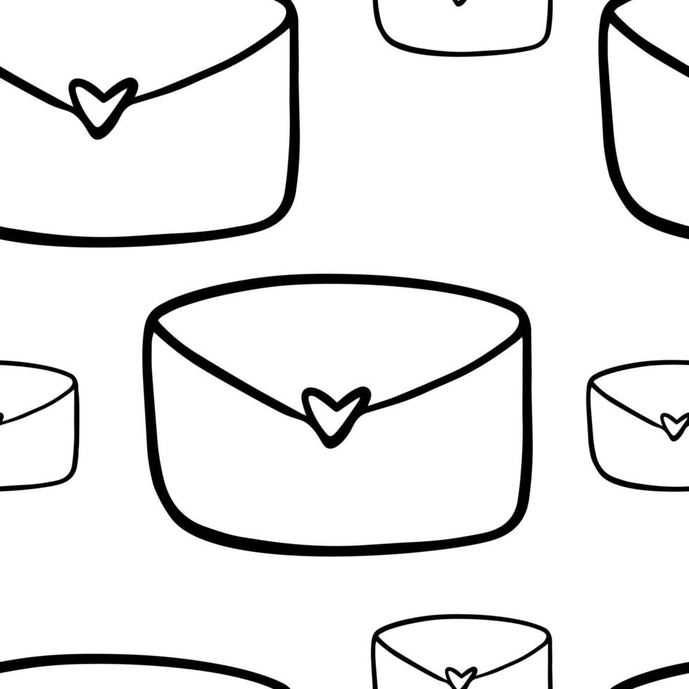 Seamless pattern Doodle envelope with heart vector