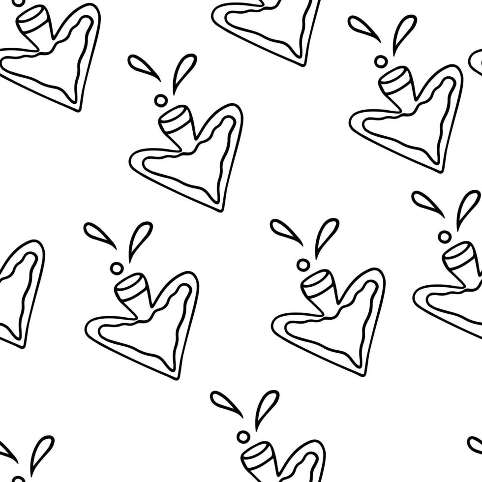 Seamless pattern Doodle heart shaped potion vector