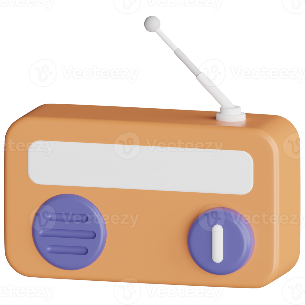 icône de rendu 3d du poste de radio png