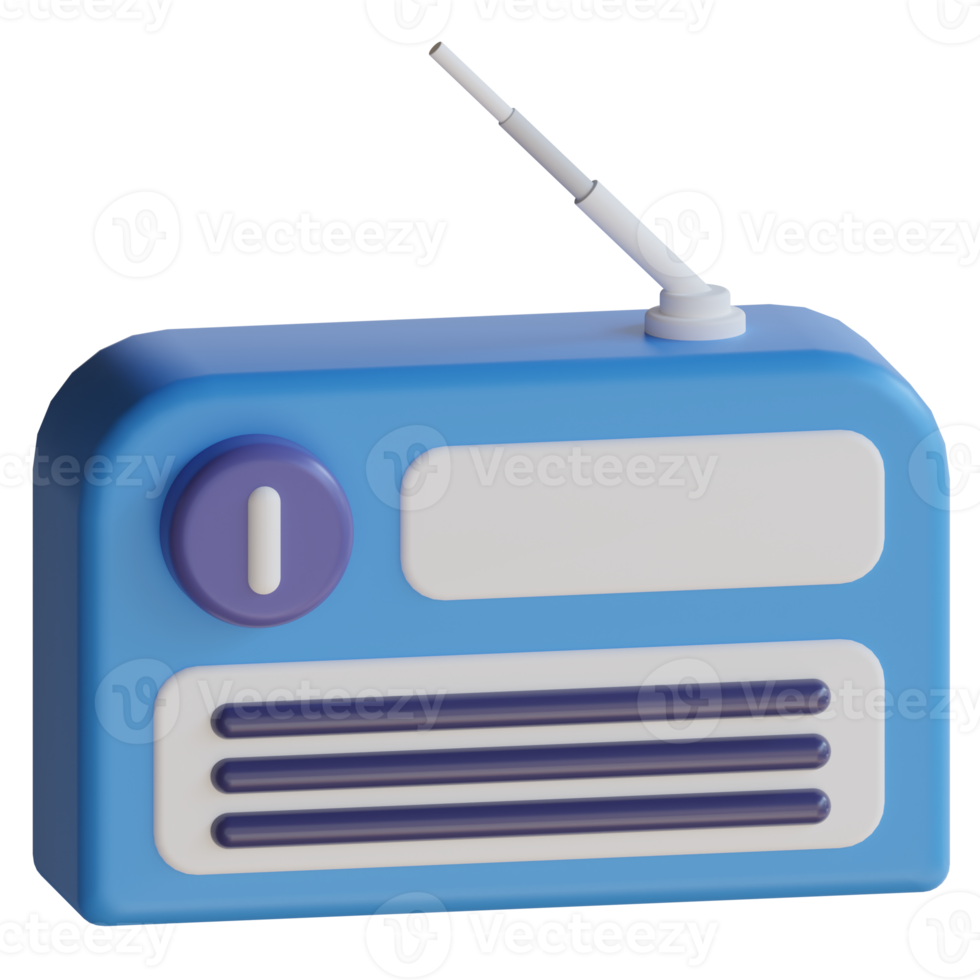 icono de renderizado 3d de radio retro png