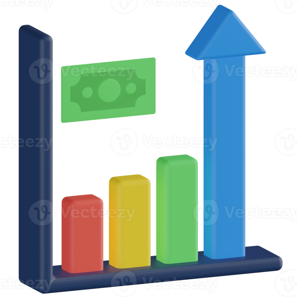 graphique de profit icône de rendu 3d png