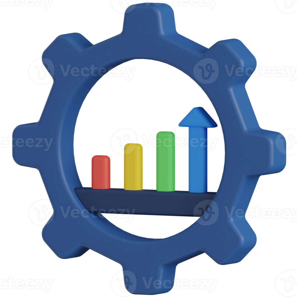 Bar Chart 3D Render Icon png