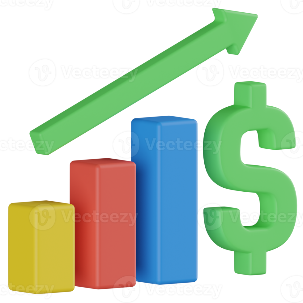 Finance Growth 3D Render Icon png