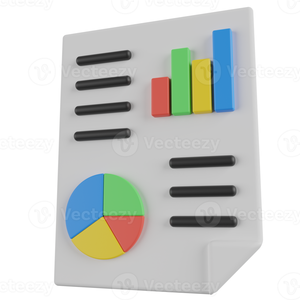 Analytics Report 3D Render Icon png