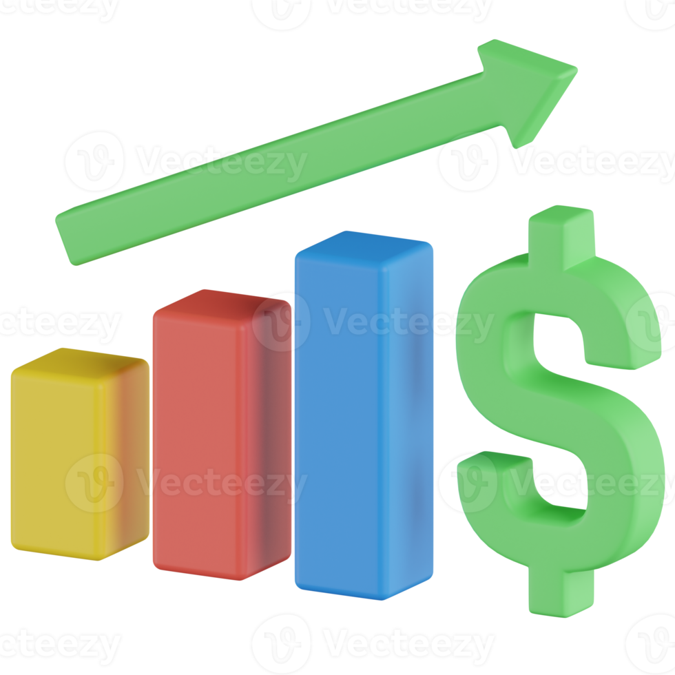 Finance Growth 3D Render Icon png