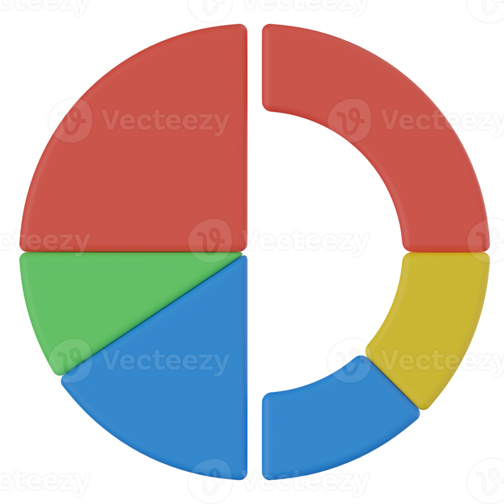 gráfico de rosquinha ícone de renderização 3d png