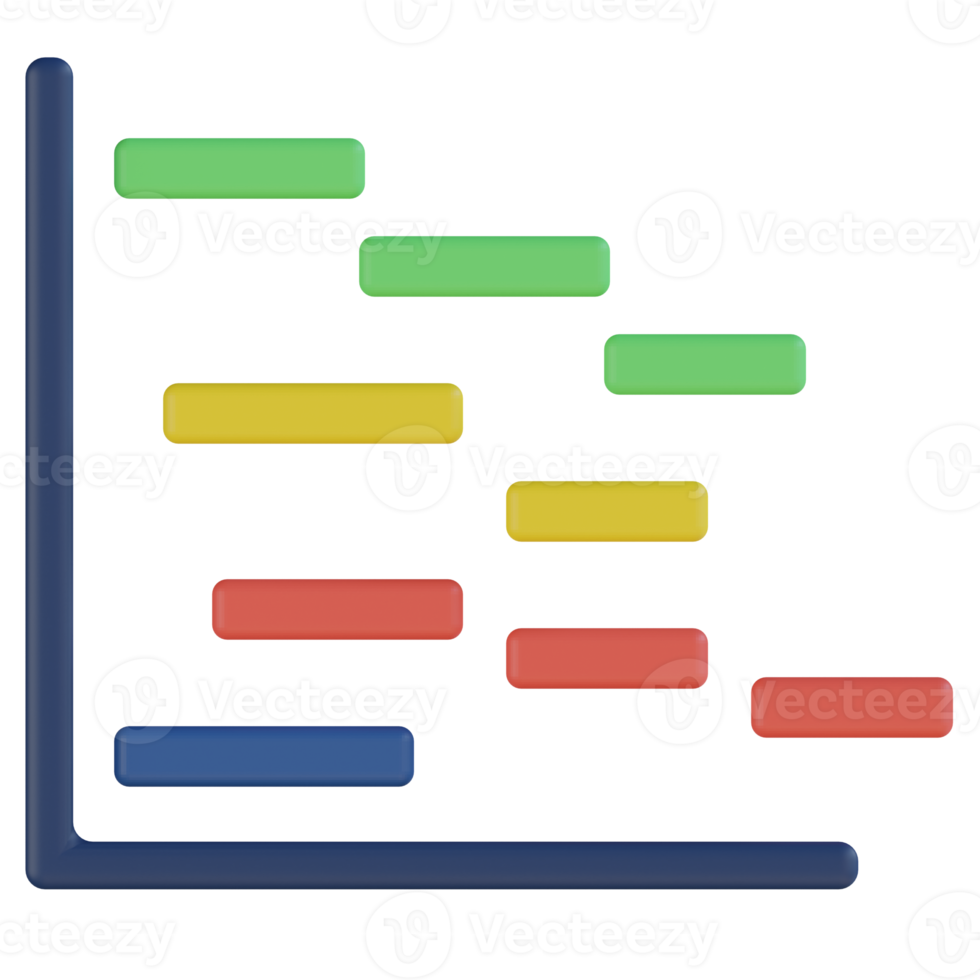 Gantt Chart 3D Render Icon png