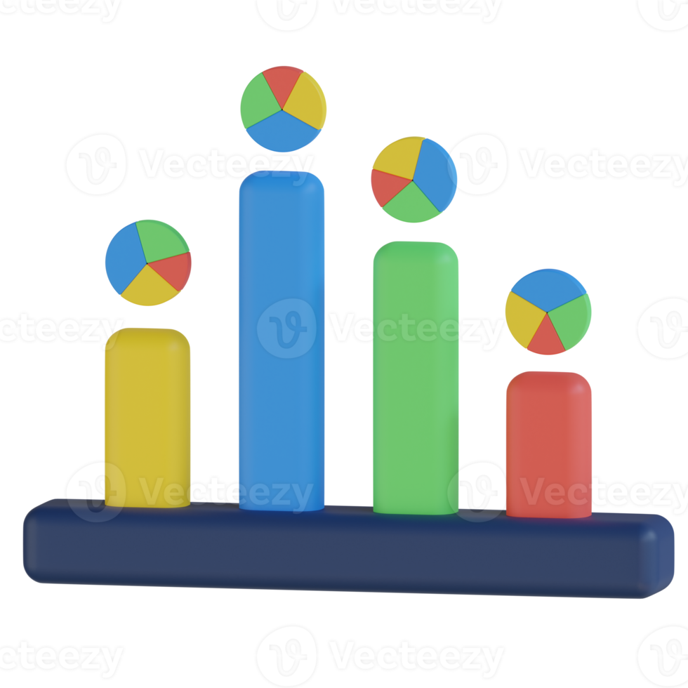 Bar Chart 3D Render Icon png