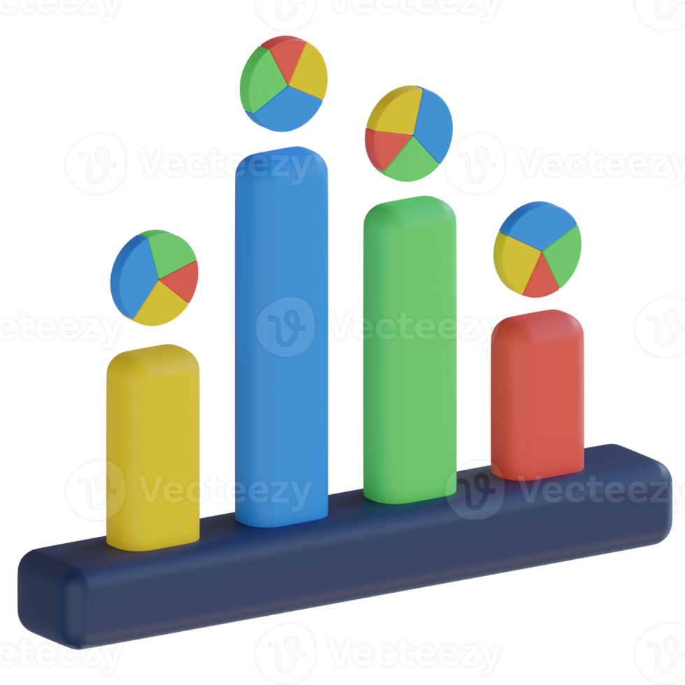 Bar Chart 3D Render Icon png