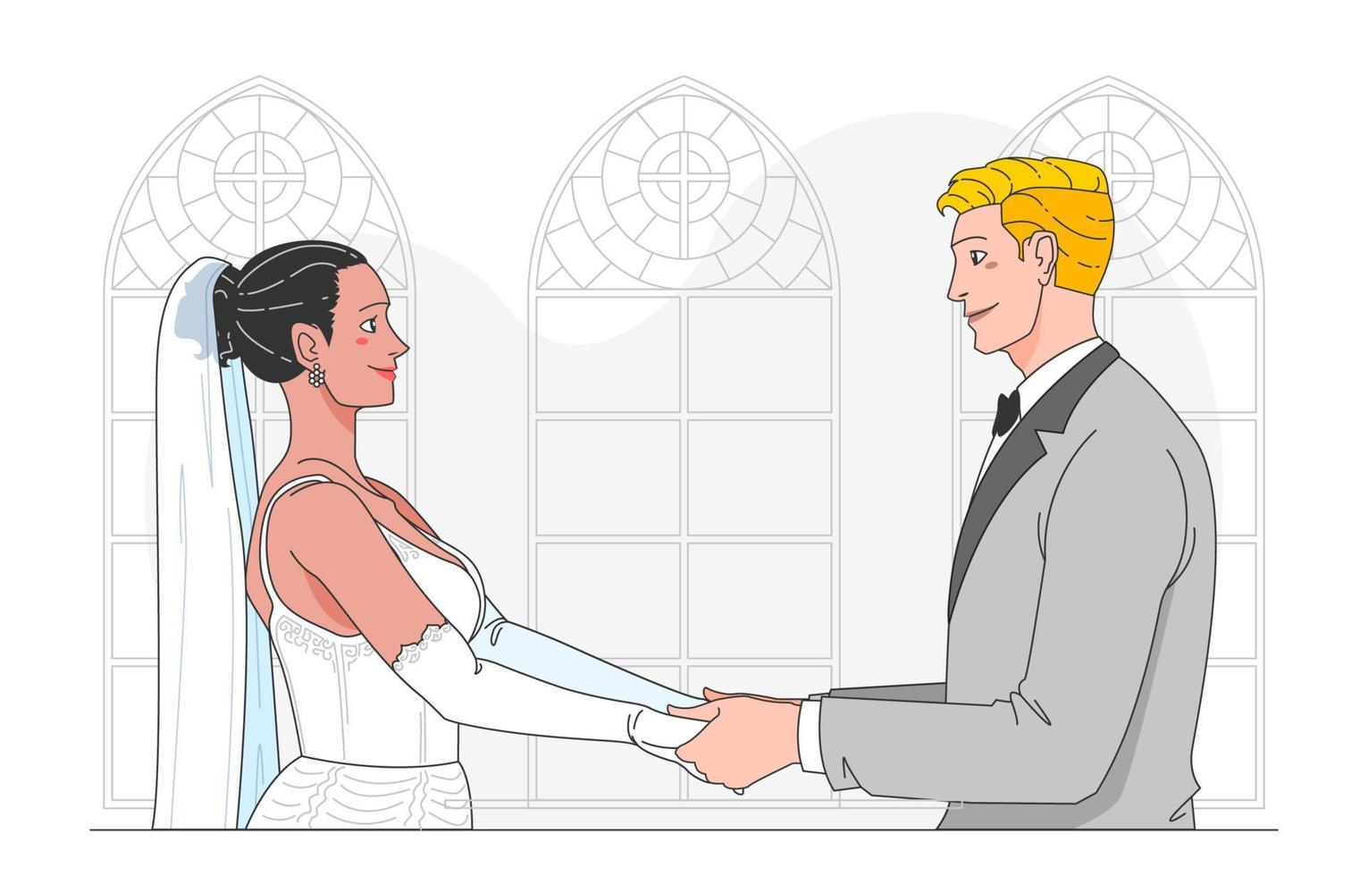 A Couple Unite Their Love in a Holy Bond of Marriage vector