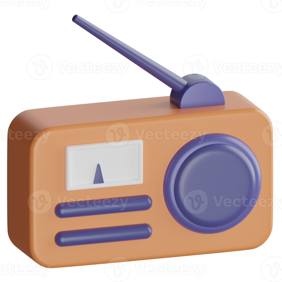 Vintage Radio 3D-Rendersymbol png