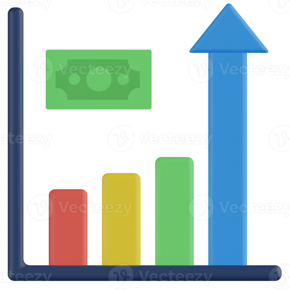 gráfico de ganancias icono de renderizado 3d png