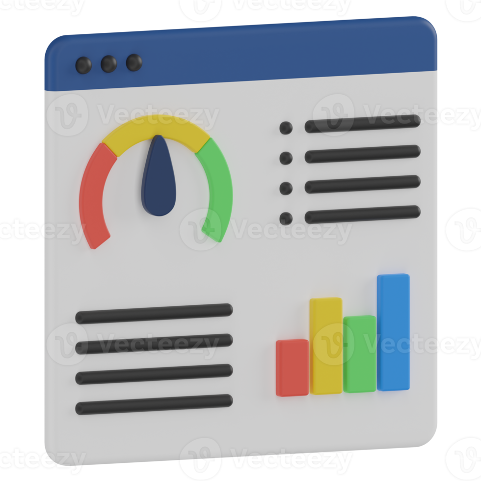 icône de rendu 3d du tableau de bord du site Web png