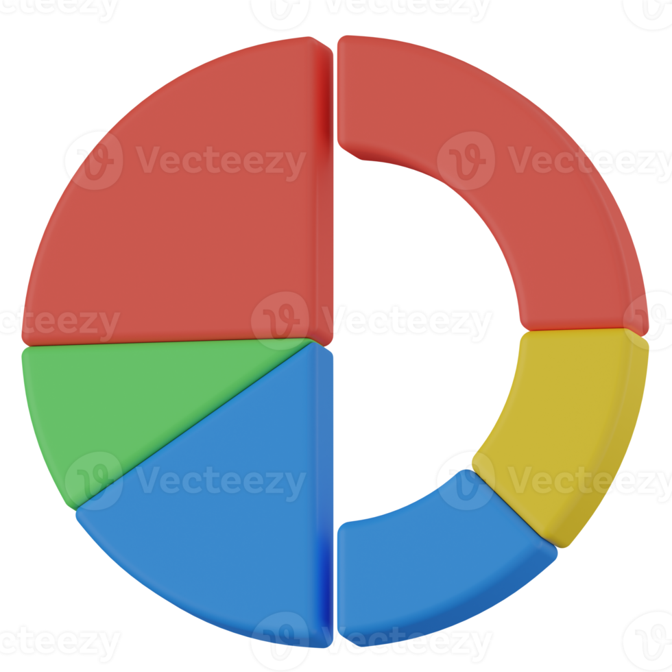 gráfico de rosquinha ícone de renderização 3d png