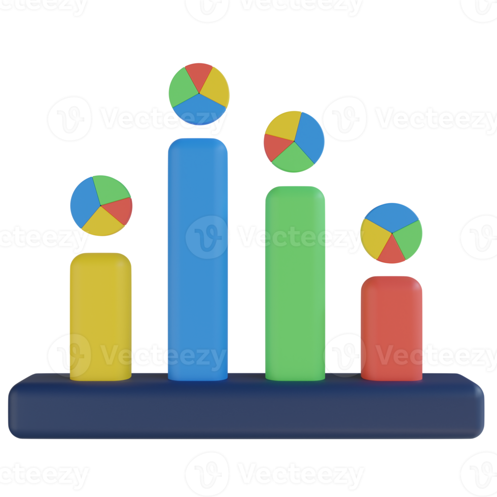 graphique à barres icône de rendu 3d png