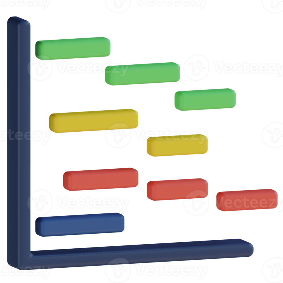 Gantt Chart 3D Render Icon png