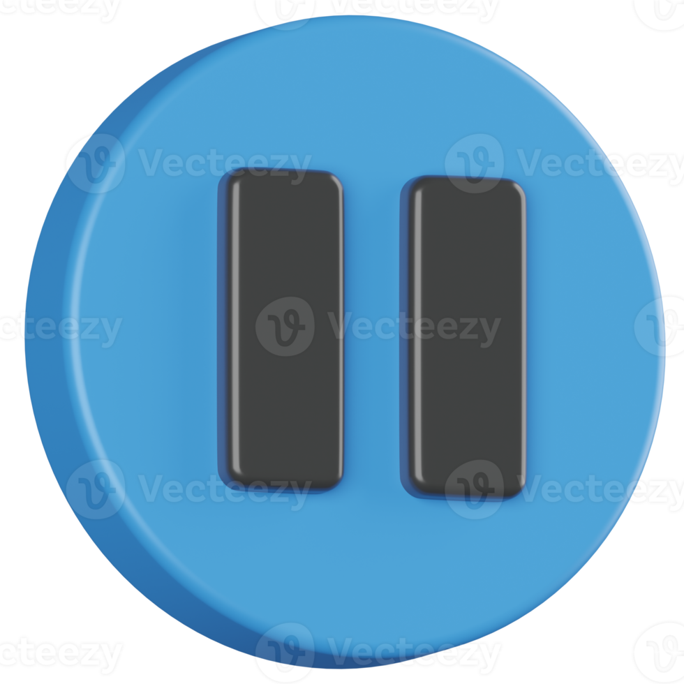 Pause Button 3D Render Icon png