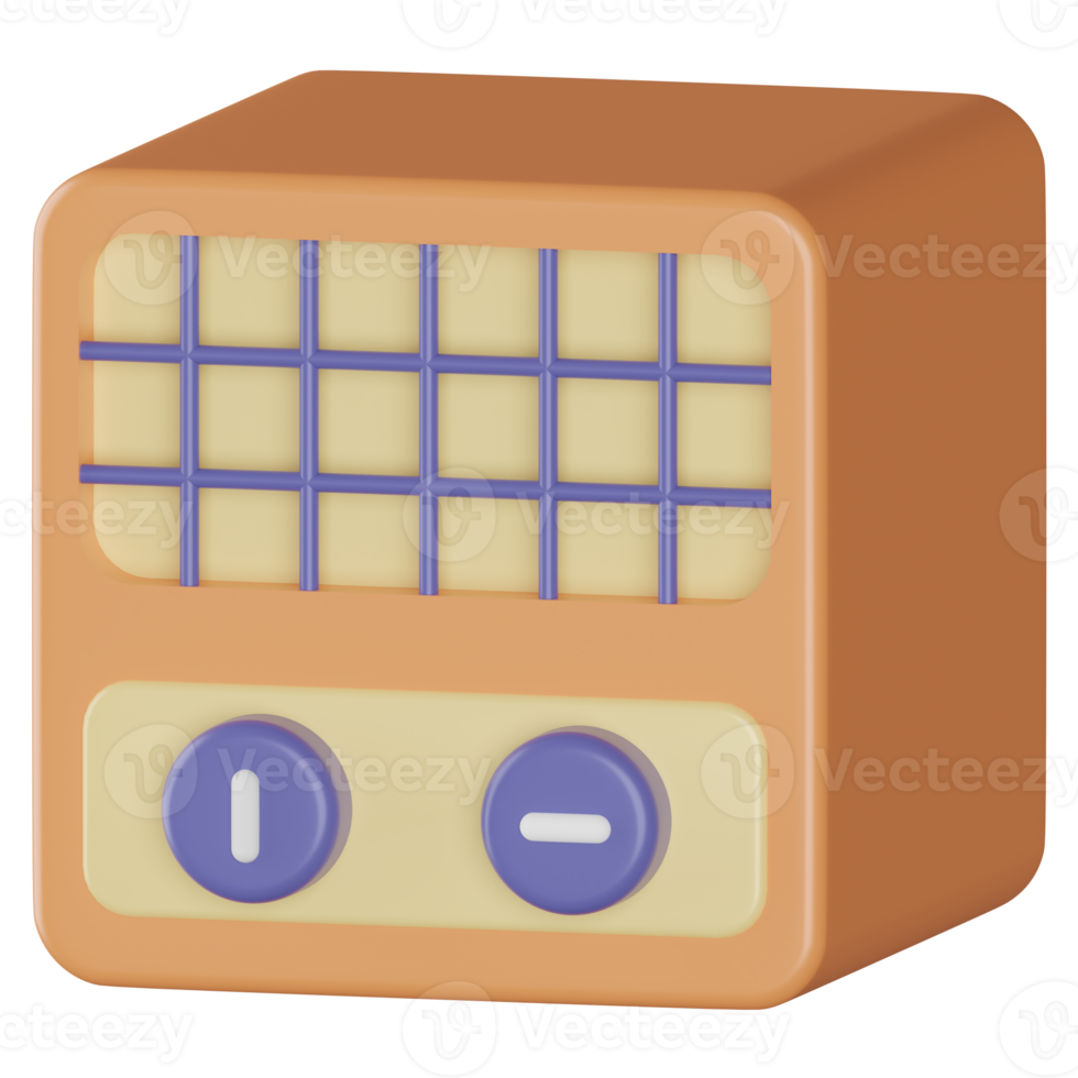 icono de renderizado 3d de radio vintage png