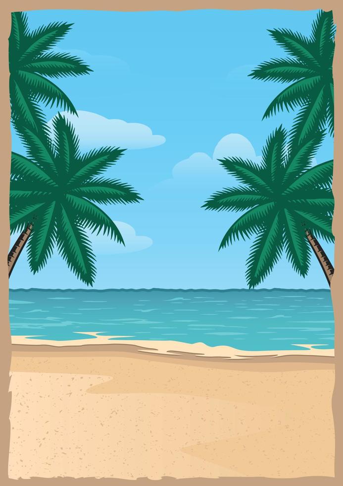 Vintage poster with a surfing beach vector