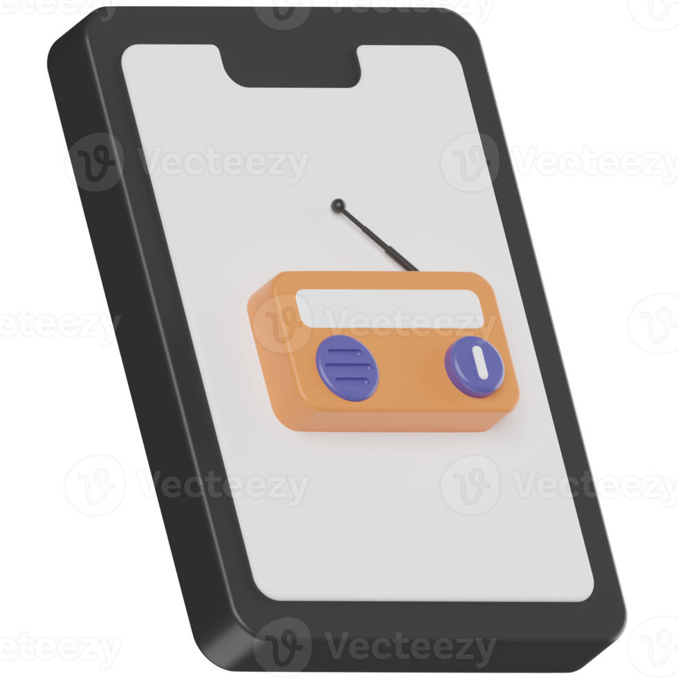 icono de renderizado 3d de radio de teléfono png