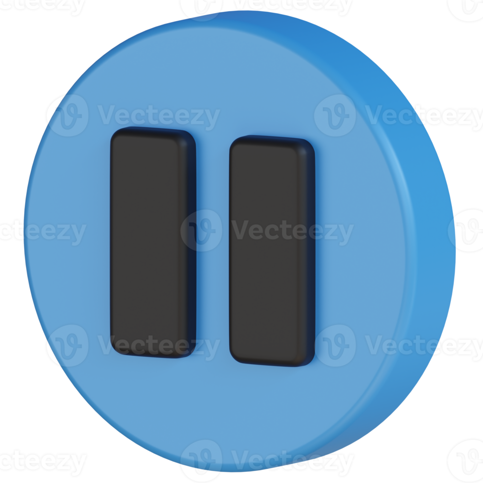 Pause Button 3D Render Icon png