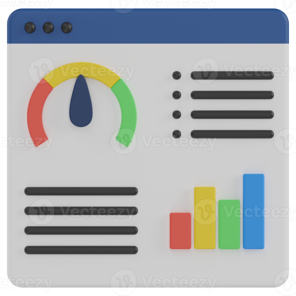 Website-Dashboard 3D-Rendersymbol png