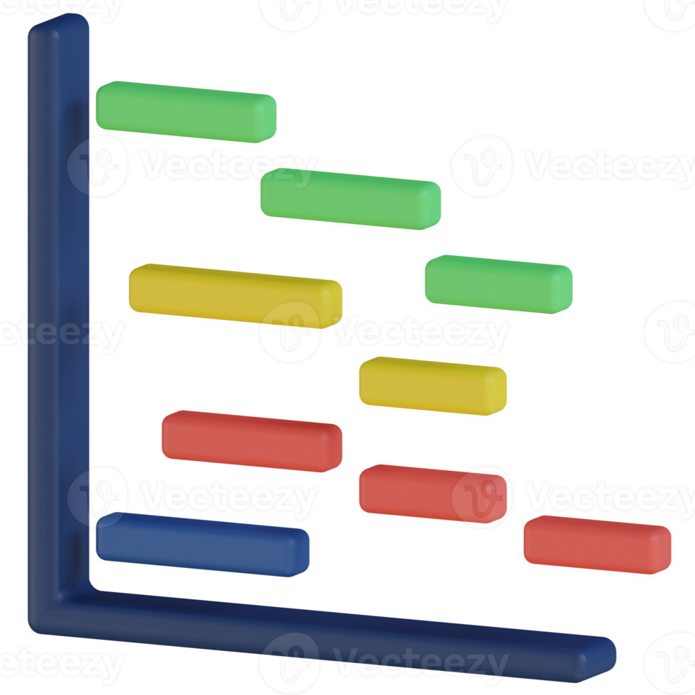 Gantt Chart 3D Render Icon png