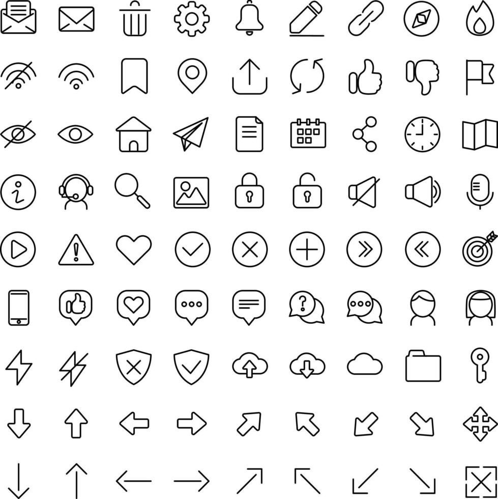 Set of general line icons vector
