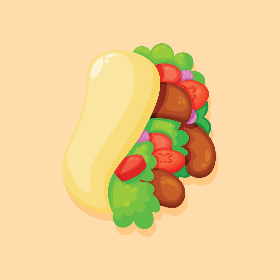 fondo de donner kebab. diseño con estilo de dibujos animados. vector