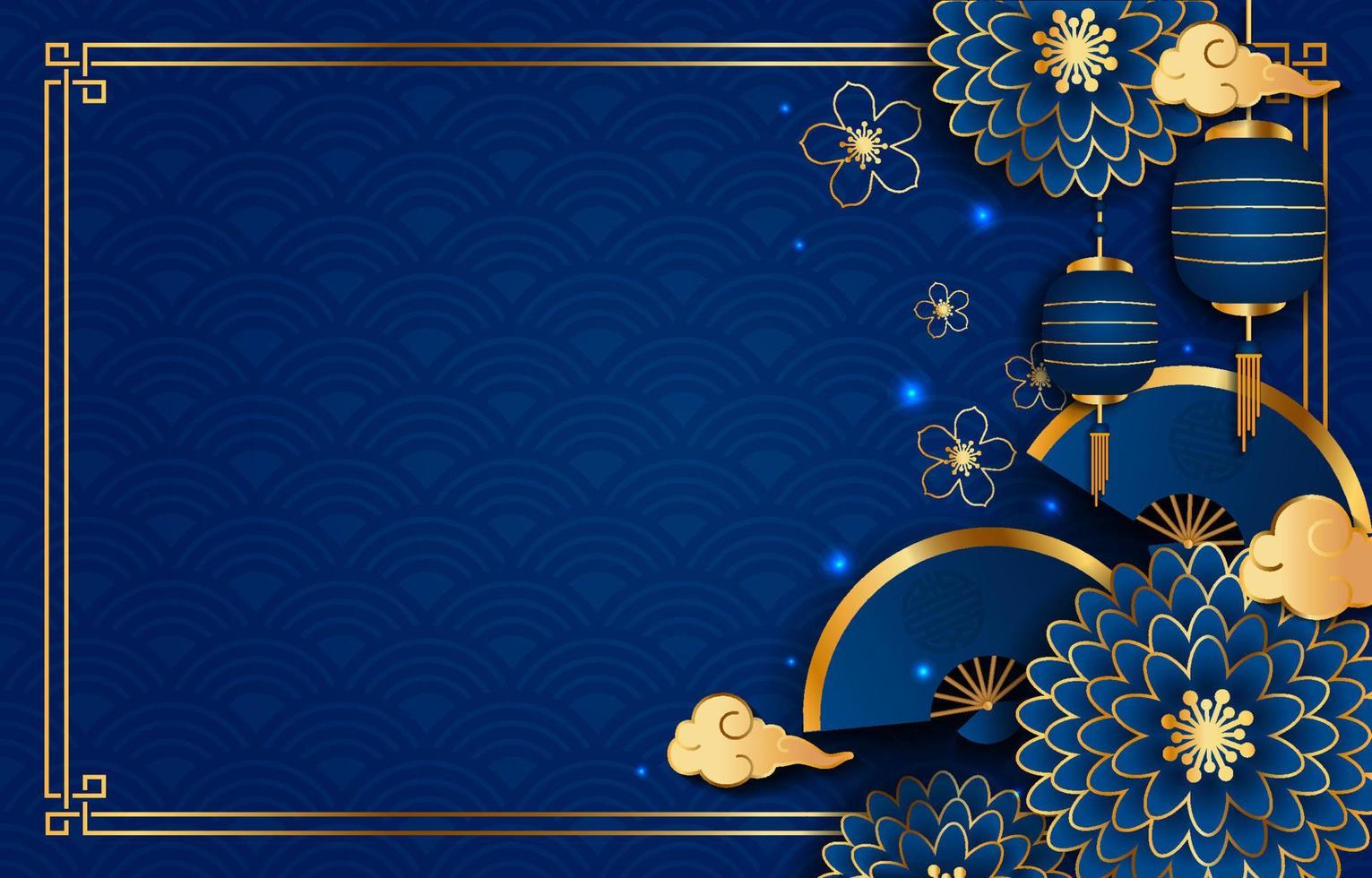 Royal Blue Chinese New Year Background vector