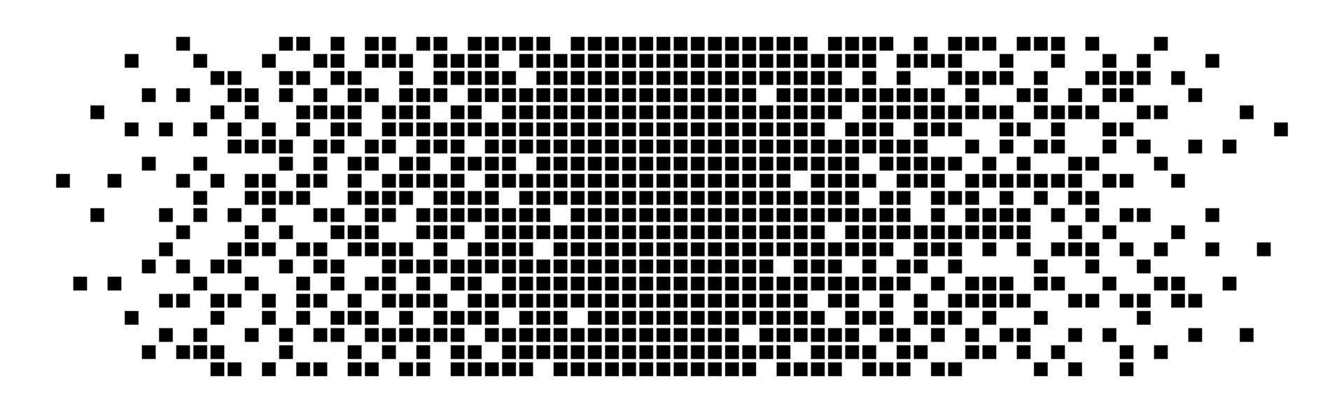 Pixel disintegration background. Halftone fragment. Dispersed dotted pattern. Concept of disintegration. Square pixel mosaic textures with square particles. Vector illustration on white background