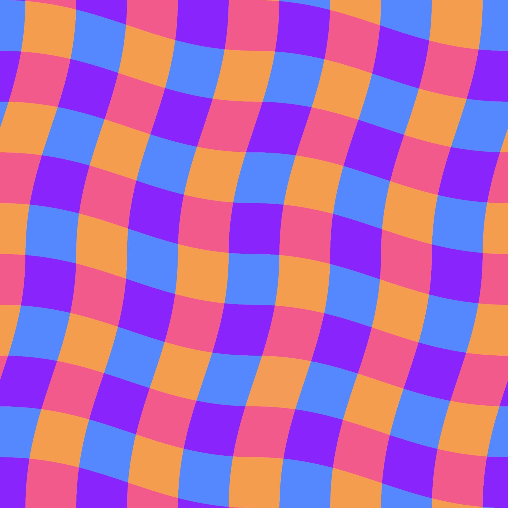 Groovy psychedelic wavy chessboard seamless pattern. Hippie twisted