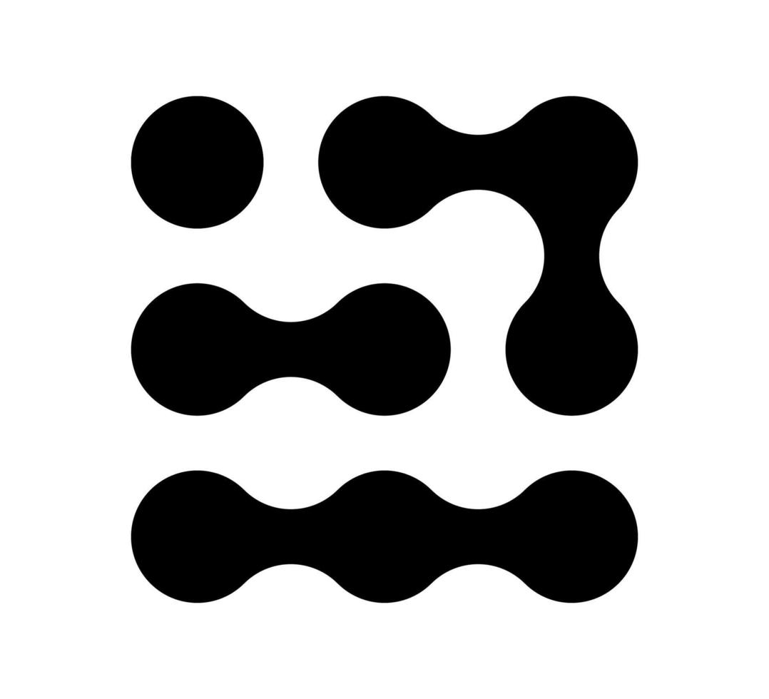 icono de puntos conectados. signo de patrón de círculos. símbolo de integración. movimiento de punto abstracto. gotas redondas conectadas. metaballs de transición. ilustración vectorial aislado sobre fondo blanco vector