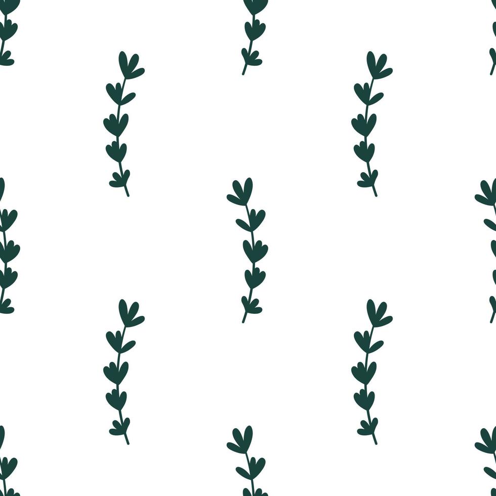 Minimal floral seamless pattern with green twigs. vector