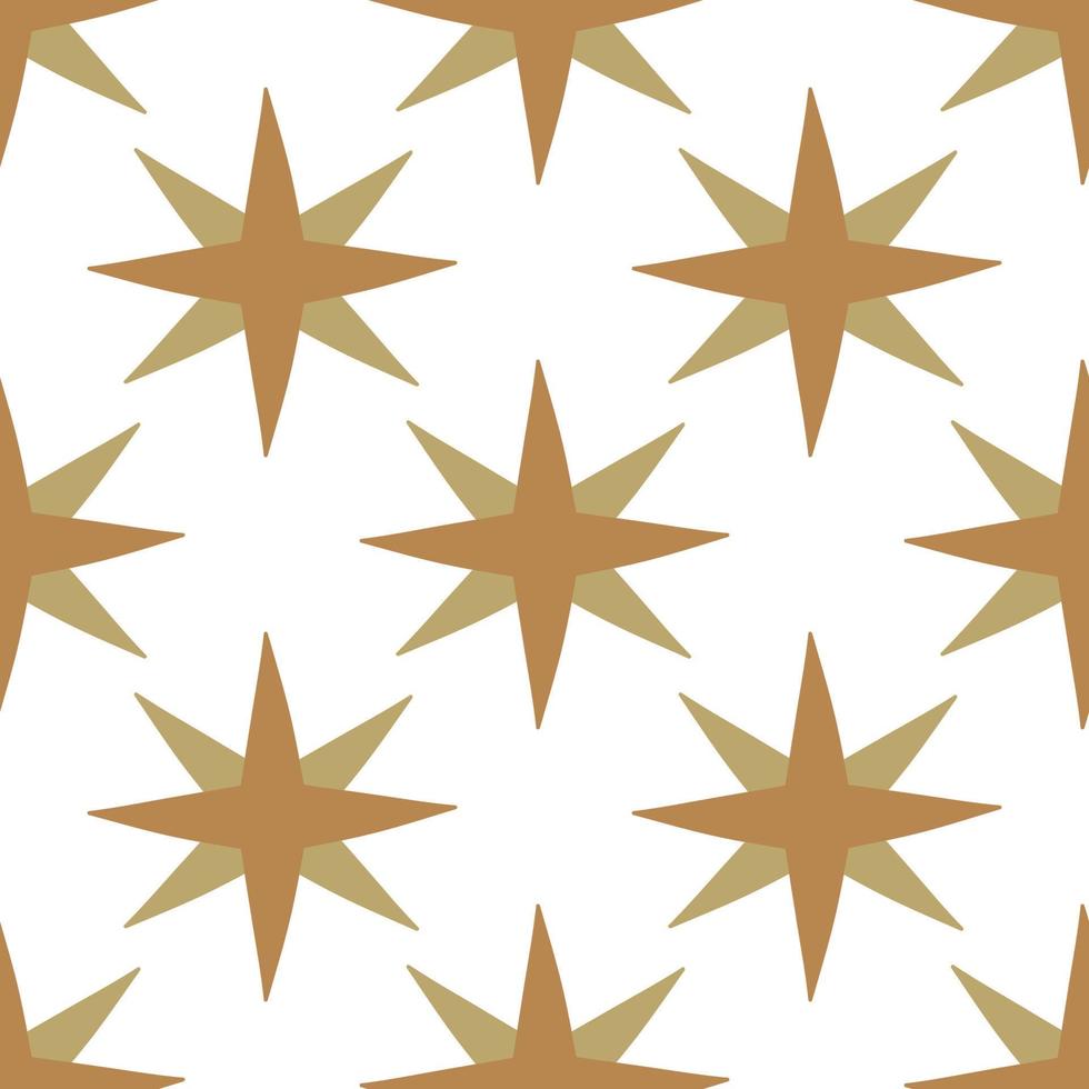 Golden stars. Vintage Christmas and Happy New Year flat seamless pattern, great for Christmas textiles, banners, wrapping paper, wallpaper. vector