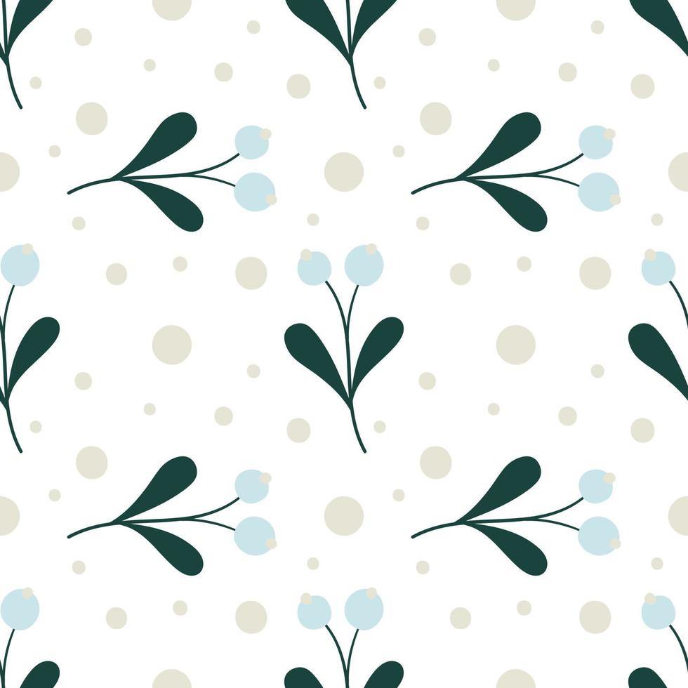 Christmas floral seamless pattern. Winter nature background with mistletoe sprigs. vector