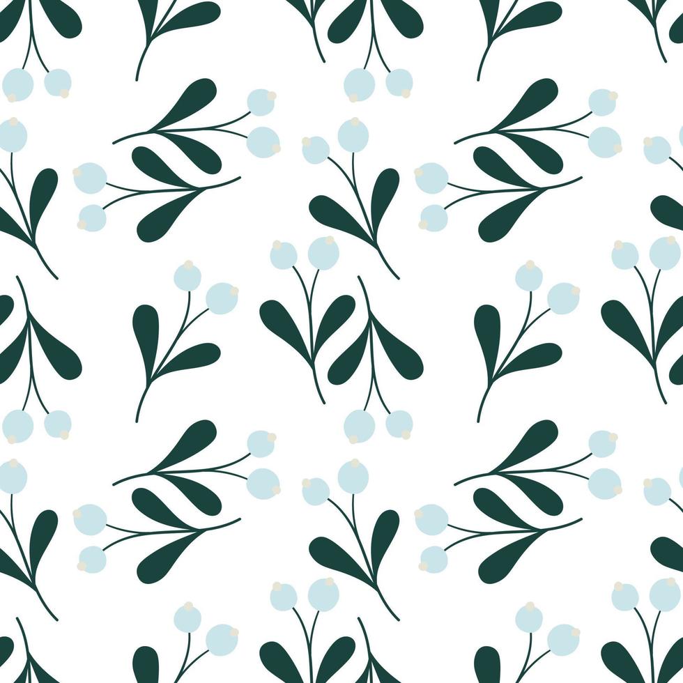 Cute mistletoe. Winter floral festival seamless pattern. vector