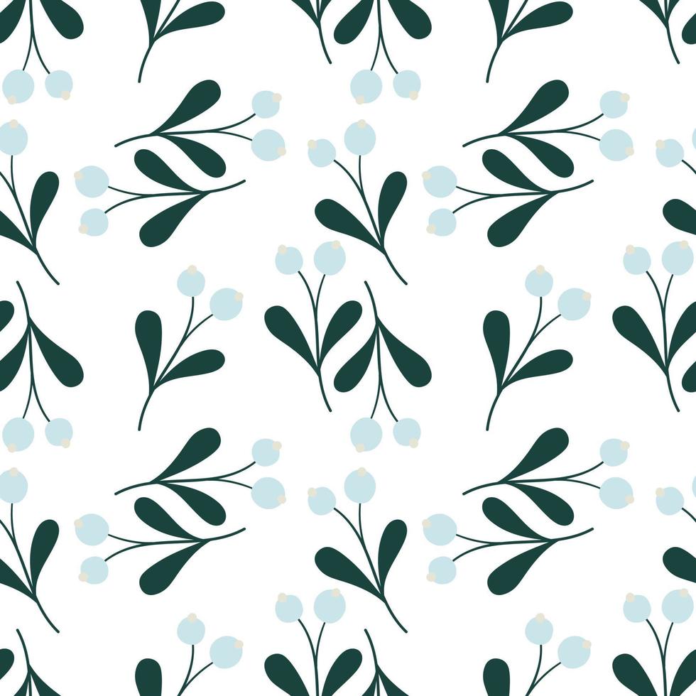 Cute mistletoe. Winter floral festival seamless pattern. vector