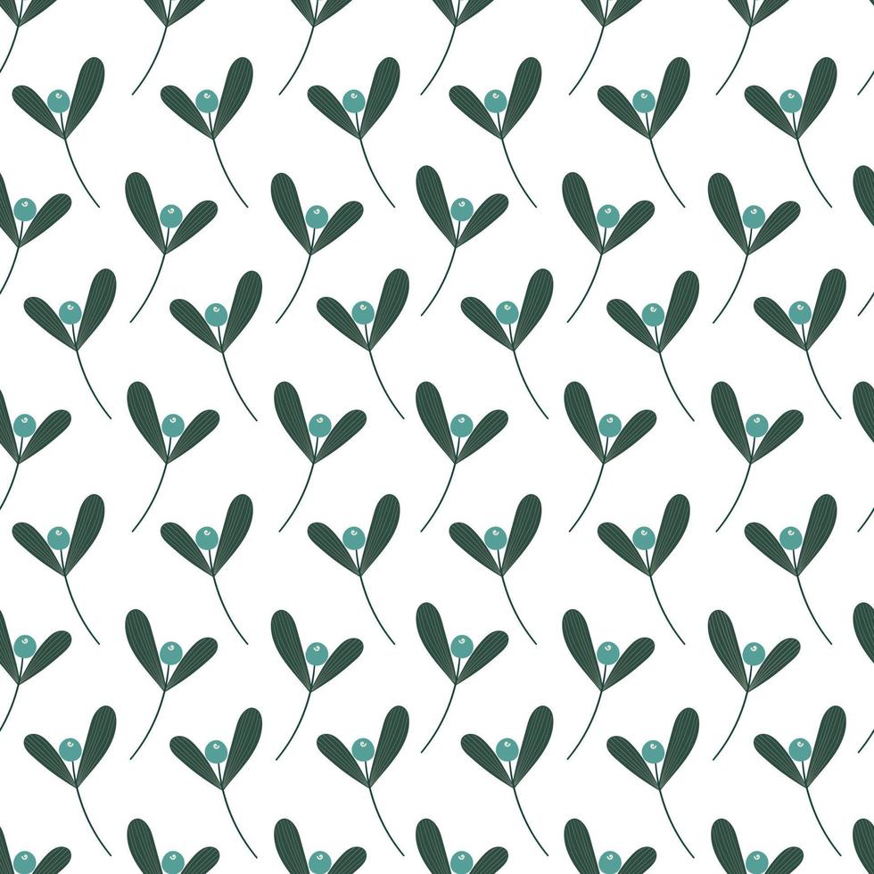 Beautiful botanical floral seamless pattern with mistletoe. Winter festival background. vector